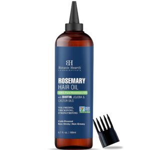 Botanic Fireplace 100% Pure Rosemary Oil for Hair Development with Biotin (6.7 fl oz) | Strengthening Remedy | Nourishing and Volumizing | Enriched with Jojoba and Castor Oils |