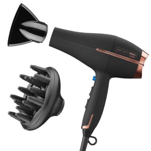 INFINITIPRO BY CONAIR Skilled Hair Dryer with Diffuser | AC Motor with Ceramic Expertise | Comes with Diffuser and Concentrator | Black | Packaging Might Differ