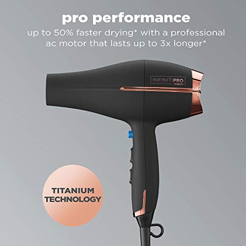 INFINITIPRO BY CONAIR Skilled Hair Dryer with Diffuser | AC Motor with Ceramic Expertise | Comes with Diffuser and Concentrator | Black | Packaging Might Differ