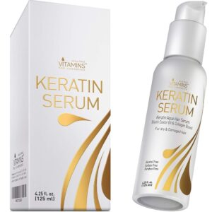 Keratin Protein Hair Serum with Nutritional vitamins – Anti-Frizz Management Oil Therapy for Repairing Dry, Broken Hair – Provides Gloss and Supplies Warmth Safety