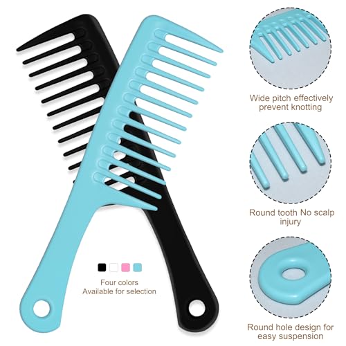 MODENGKONGJIAN 4-Pack Large Tooth Detangling Combs - Giant Styling Comb for Curly, Moist, and Lengthy Hair (Multi-Coloured, Fabricated from Polypropylene with Hand Grip)